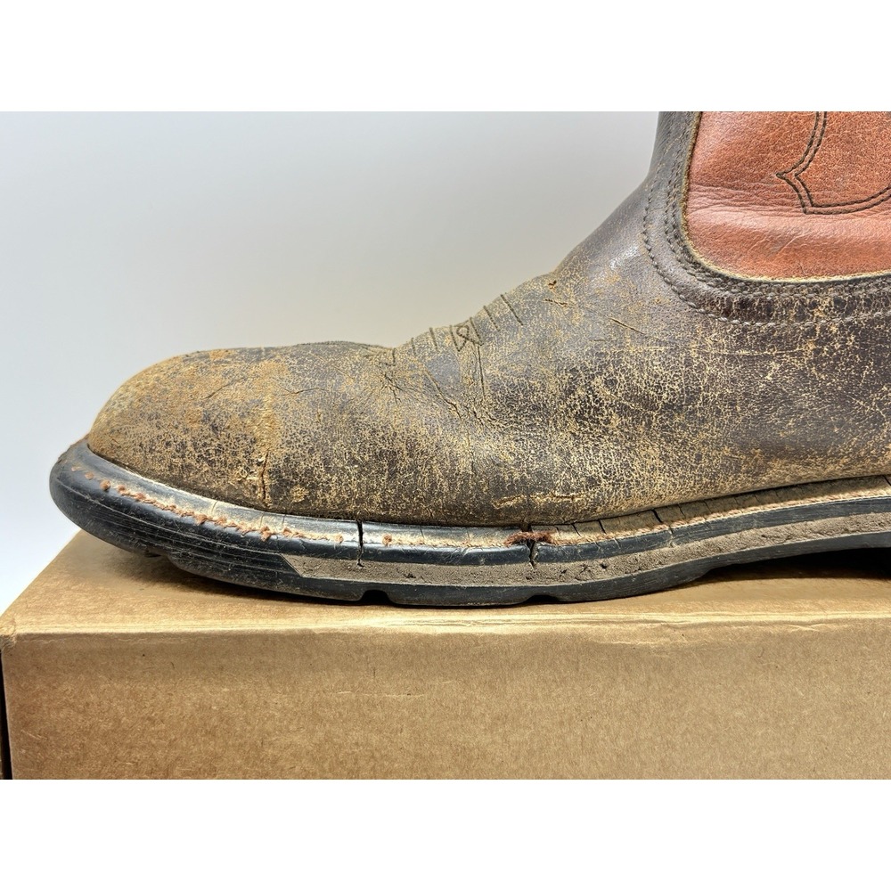 Ariat Men's Western Work Boots‎ Brown Leather Square Toe Size 12D Distressed - Picture 3 of 10